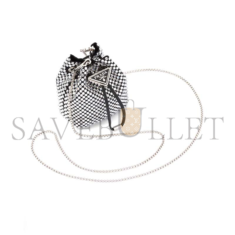 Pra*a embellished satin mini-pouch 1nr016 (12*9*6cm)